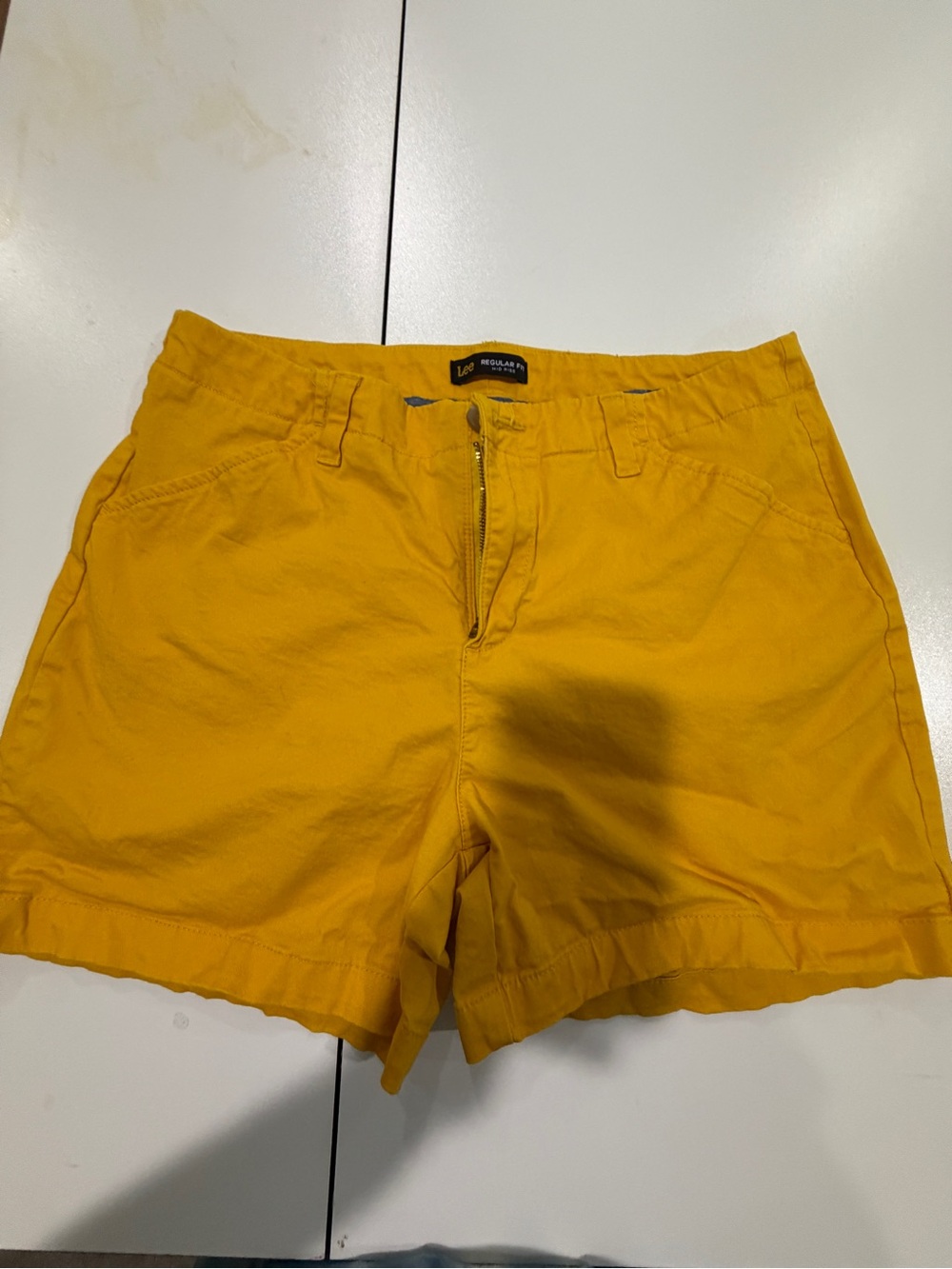 Lee Women's Bright Mustard High-Rise Cotton Shorts